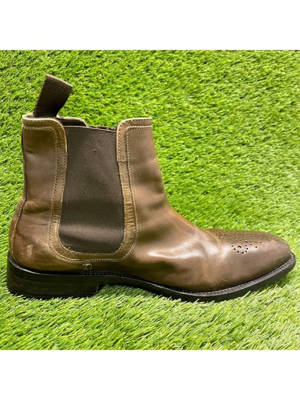 Cole Haan Mens Size 9.5 Brown Classic Outdoor Leather Pull On Chelsea Boots